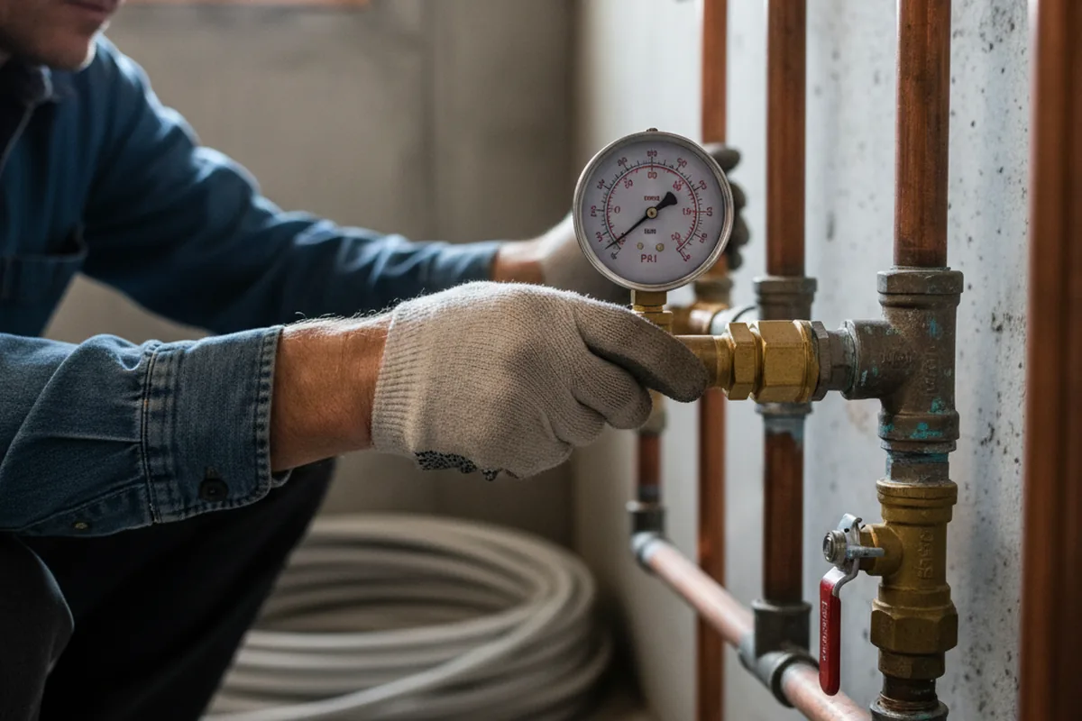 Pressure testing a repaired line during Water Line Repair in East Ellijay